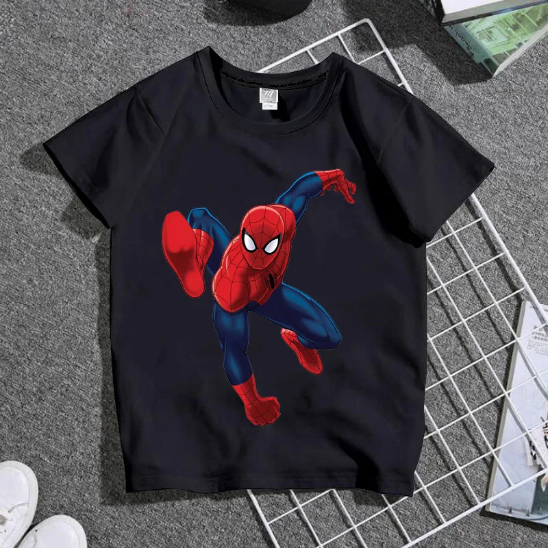 

2025 New Spider Man Pure Cotton Retro Round Neck T-shirt Street College Style Y2K Harajuku Hip Hop Style Male Female Same Style