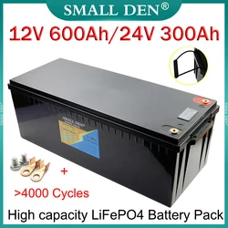 12V 600Ah 24V 300Ah LiFePO4 Battery Pack High capacity For 12.8V25.6V E-Boat EV RV forklift inverter golf cart Solar&wind energy