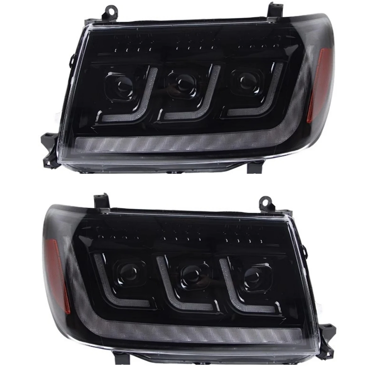 

Автомобильная фара в сборе для Toyota Land Cruiser LC100 2000-2007, модифицированные светодиодные дневные ходовые огни, указатель поворота