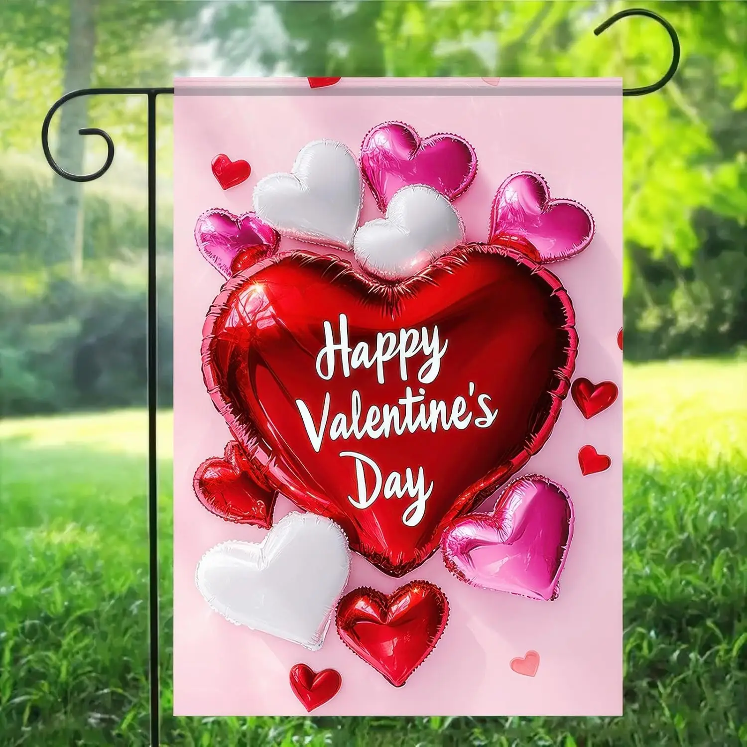 Happy Valentine's Day Garden Flag Red White Love Hearts Yard Flag 12 x 18 Inch Double Sided Love Combination Valentine G ZZA SSL