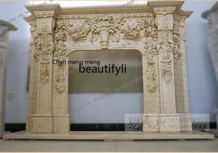 D178 Marble fireplace European modern stone mantel indoor living room decoration heating ornament