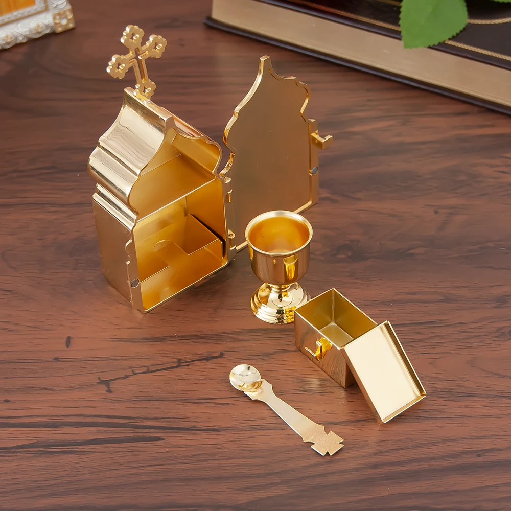 Neu 2026 Heiliger Gral Heilige Box Vergoldete Liturgische Utensilien Heiliger Kommunionskelch Messzubehör Religiöse Dekoration & Geschenkbox 1 Set – Detail 3