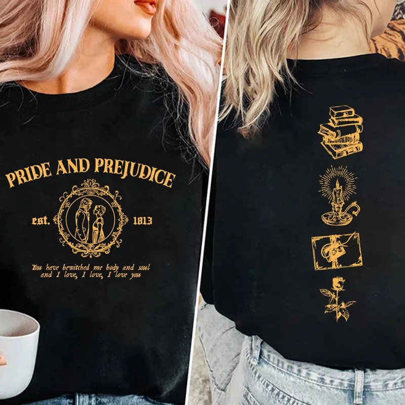 

2025 yiyi2025yiyiVintage Pride and Prejudice Quotes Sweatshirt Jane Austen Shirt Romance Novels Gift Bookish Pullover Unisex Tre