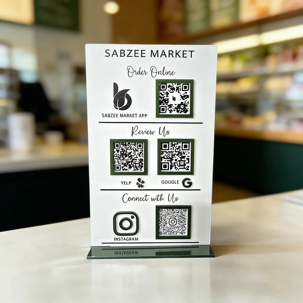 Personalized Custom Acrylic Qr Code Business Sign Social Media Review Menu Payment Business Counter And Promotional Display