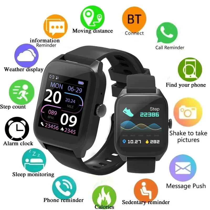 Smartwatch Bluetooth para Mulheres, Chamada, Controle de Música, Frequência Cardíaca, Monitoramento do Sono, DIY Watch Face, Android, iOS, Presentes