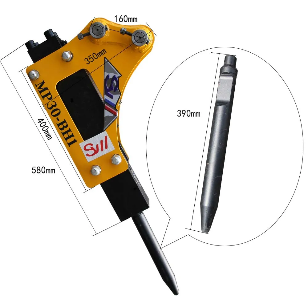 Nasadka do minikoparki do młota hydraulicznego 1 tonowego z butlą azotową, skrzynka narzędziowa, narzędzie do łamacza betonu do minikoparki.