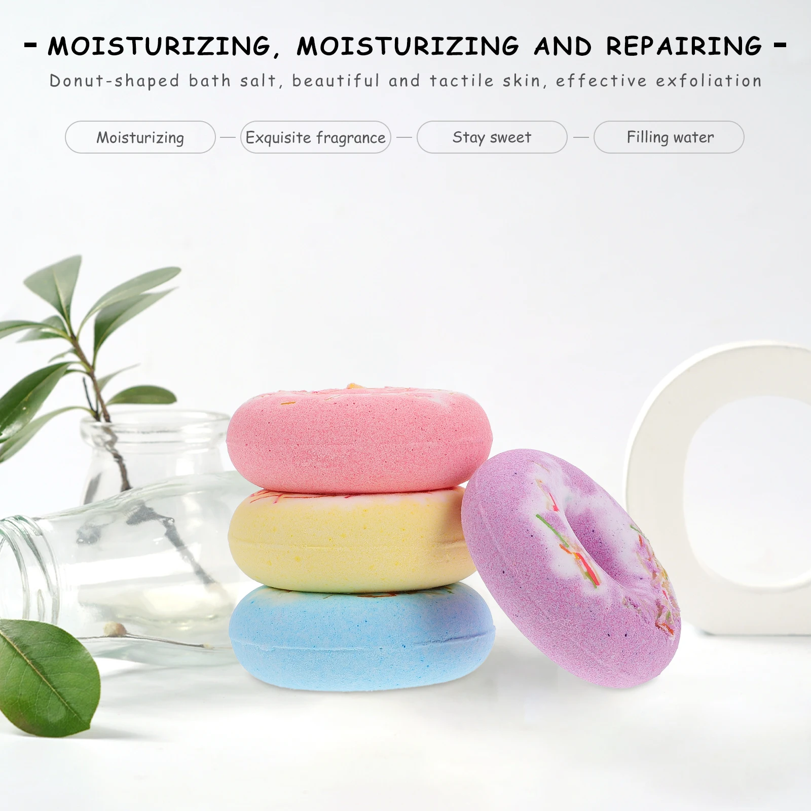 

4pcs Spa Bath Salt Balls Relaxing Bubble Shower Bombs Home Travel Hotel Use Dissolving Bathing Bubble Balls Cake Shape Bath