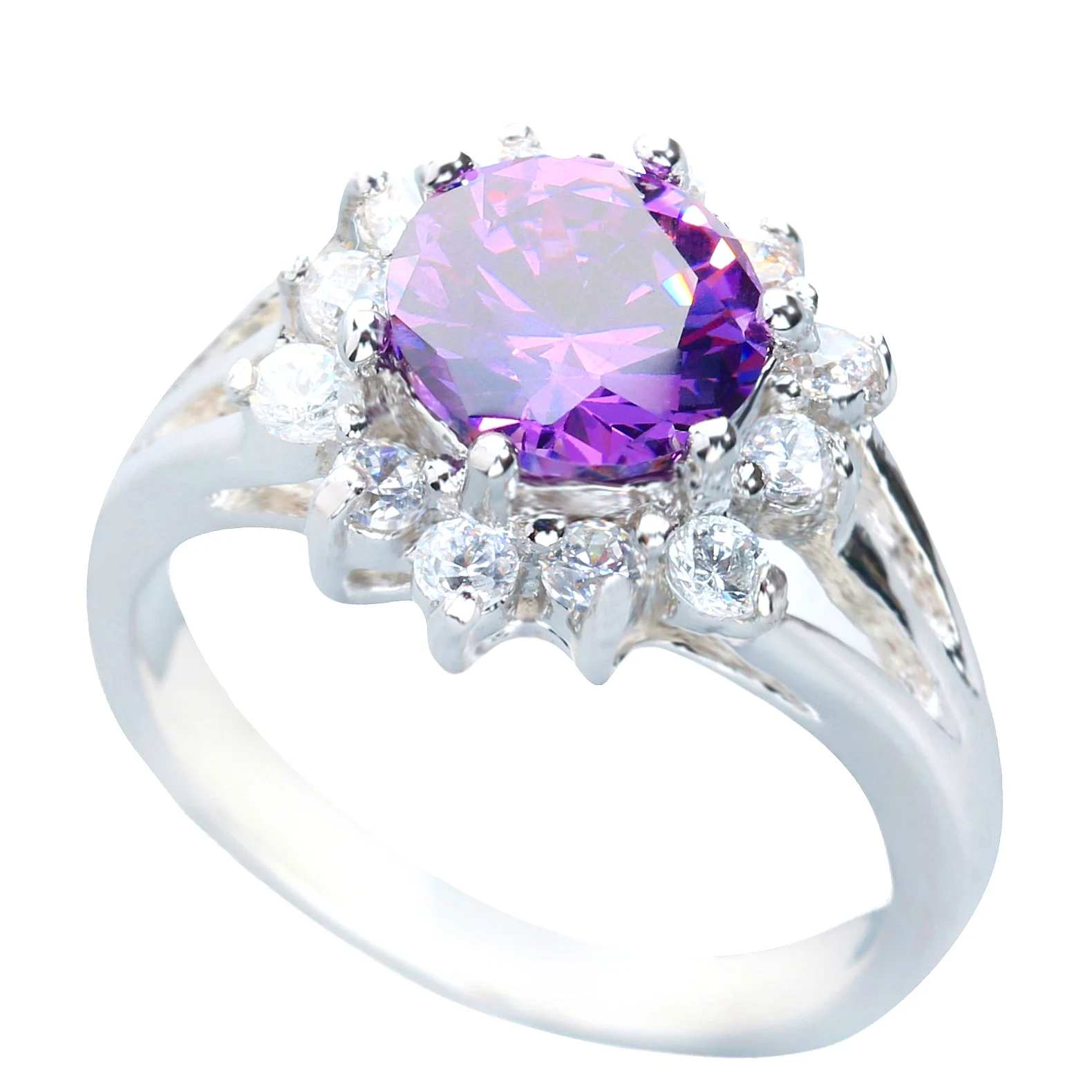 8*8mm Purple Amethyst 925 Sterling Silver Ring Q0232-P