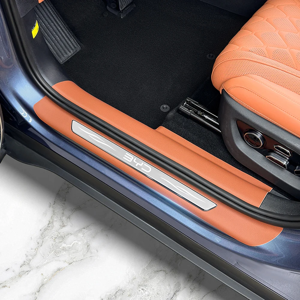 

For 2024 2025 BYD Sealion 7 EV Original Car Color Threshold Strip Modified Leather Threshold Anti Kick Pad Welcome Pedal