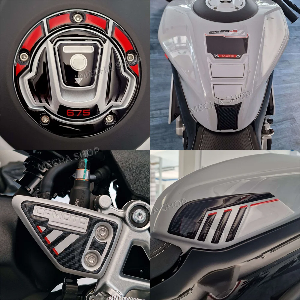 For CF MOTO 675SR-R Aerolite Grey 2025- 2026 3D Motorcycle Fuel Tank Cap Sticker Motorrad Tank Protector Decals