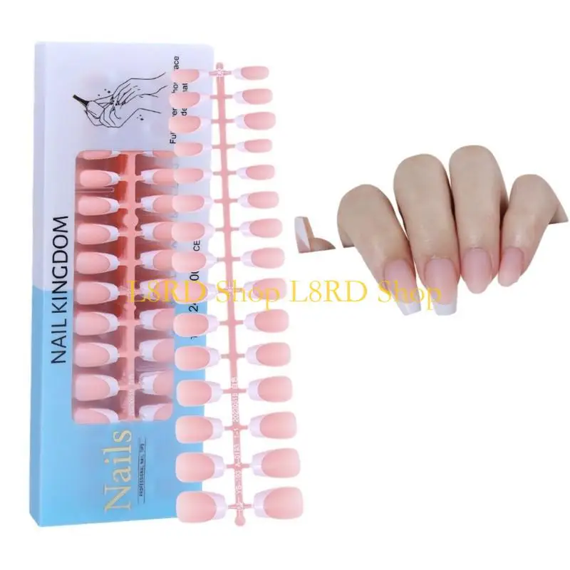 L8RD 무광택 프랑스 천연 거짓 네일 팁 확장 커버 인공 가짜 손톱 손가락 조각 매니큐어 도구 살롱 홈 DIY