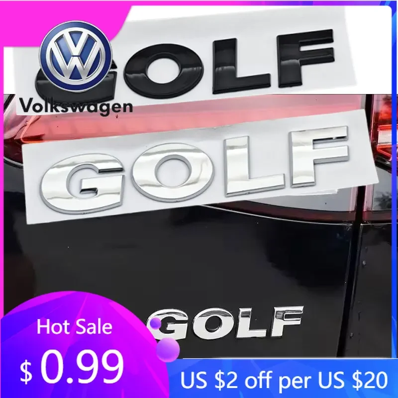 

For VW Volkswagen Jetta MK5 Golf 3D ABS Chrome Black Logo GOLF Emblem Letters Sticker Car Rear Trunk Badge For Volkswagen VW Gol