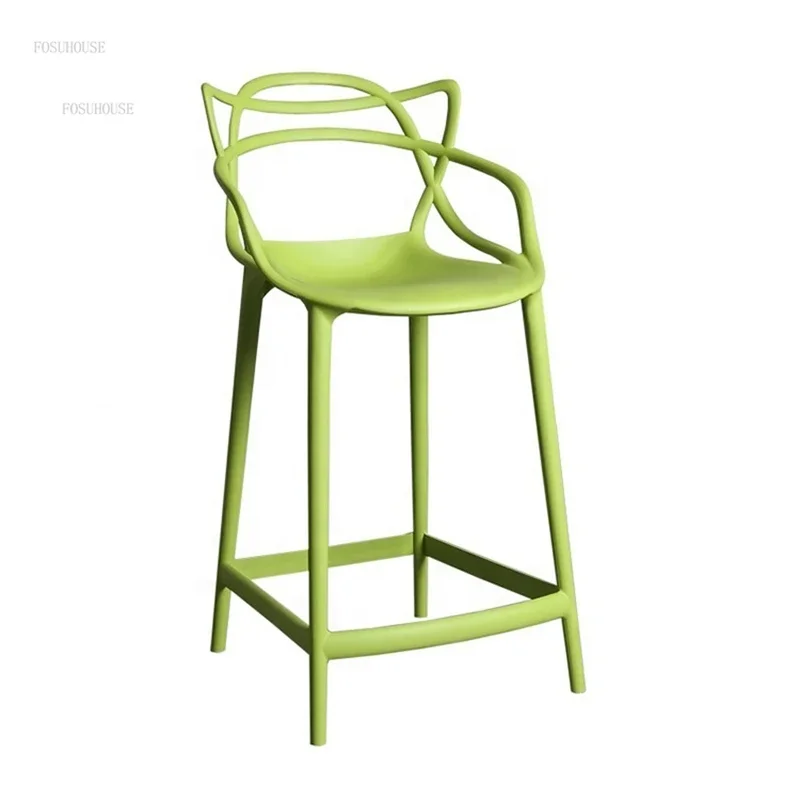 European Plastic Bar Chairs Creative High Bar Stools Home Furniture Leisure Bar Chair Outdoor Modern Minimalist Back Armchairs