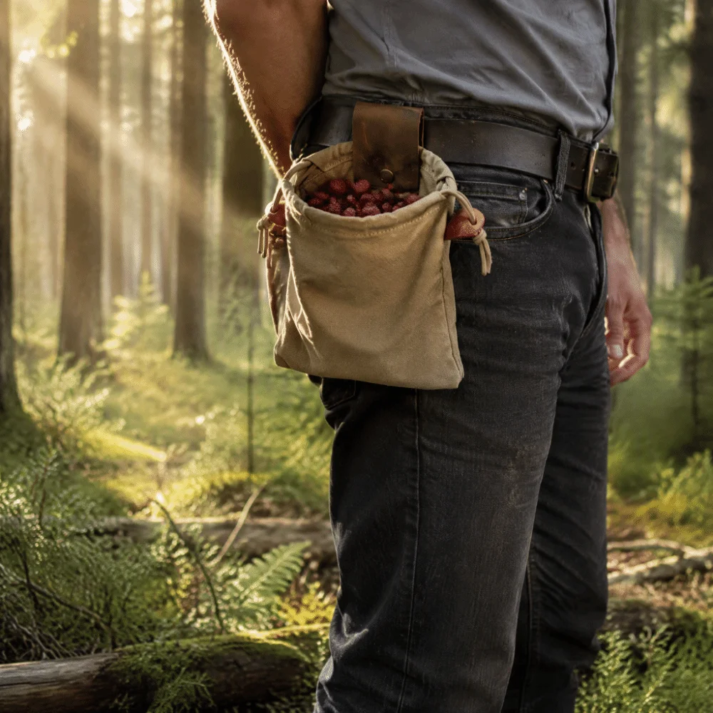 Storage Bag Wear-resistant Waist Bag Foldable Portable Harvest Bag Canvas PU Leather Storage Pouch Cycling