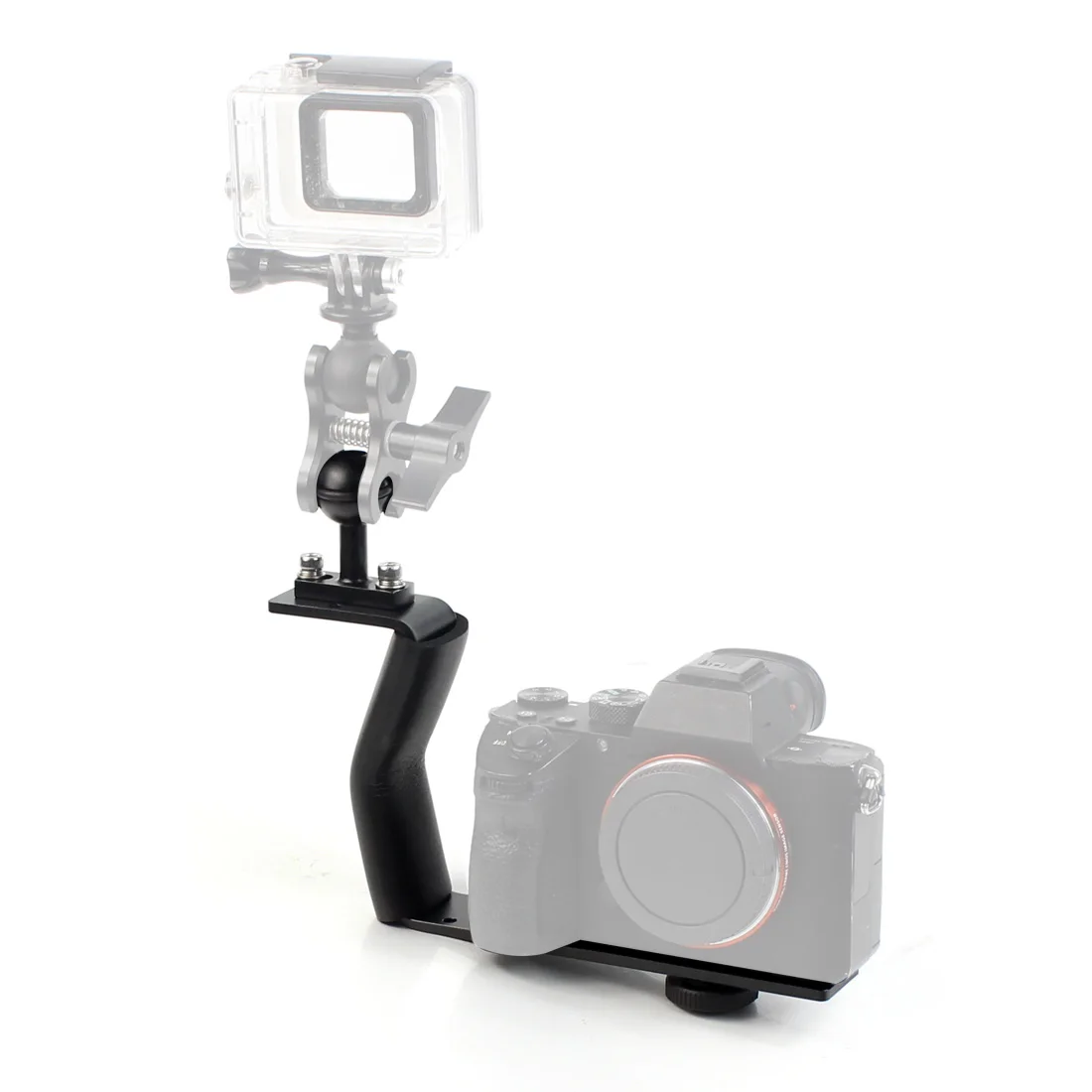 Tauchhalterung aus Aluminiumlegierung, Z-Typ, Einzelgriff mit Basisadapter für Gopro Unterwasserkamera, Fotogehäuse, Taschenlampe – Detail 26