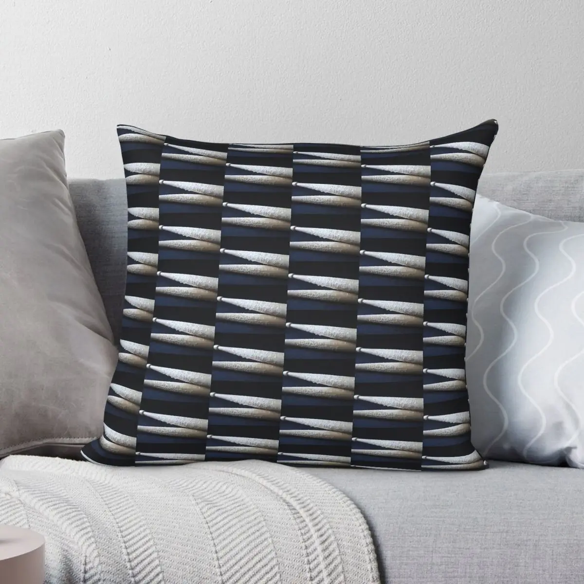 Drum Stick Instrument Square Pillowcase Polyester Linen Velvet Creative Zip Decorative Bed Cushion Cover Wholesale