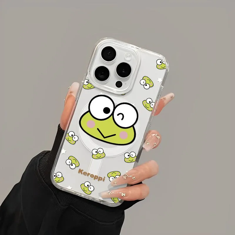 Grappige Cartoon Kero Kero Keroppis Magnetische Telefoon Case voor Samsung Galaxy S25 S24 S23 S22 S21 S20 FE Rand Plus Ultra 5G Clear TPU