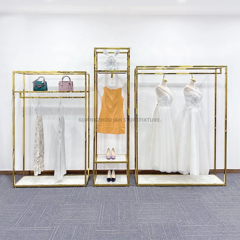 Customized. retail women dress clothes racks stainless steel garment clothing display racks boutique clothing store