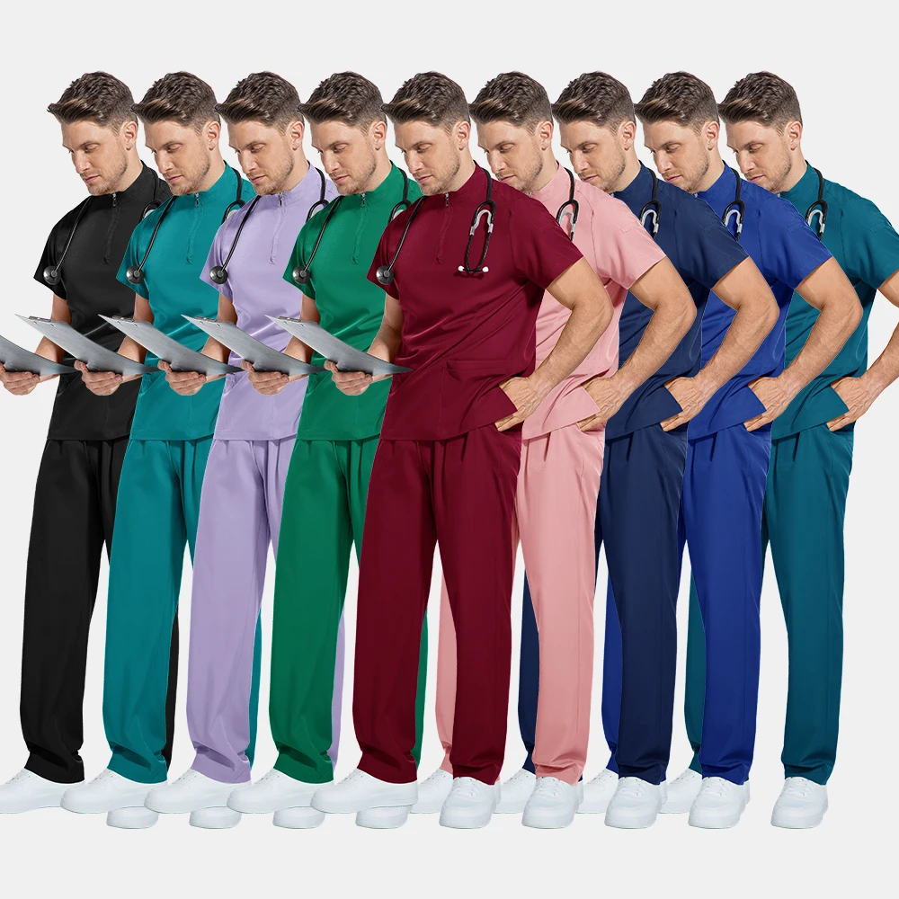 Precio al por mayor, ropa de trabajo clínica Unisex, uniforme de médico y enfermera, conjunto de exfoliantes quirúrgicos médicos, accesorios de trabajo para tienda de mascotas de laboratorio