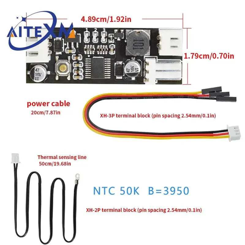 Controlador de velocidad de Control de temperatura de ventilador de 2-3 cables, módulo de reducción de ruido de computadora de chasis, NTC B 50K