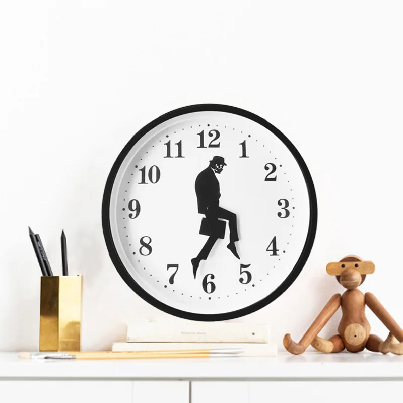 10 inch Silly Walks Clock Ministry of Silly Walk Of Comedian with Mute Clock Movement Good for Wall Art Funny Walking Watch