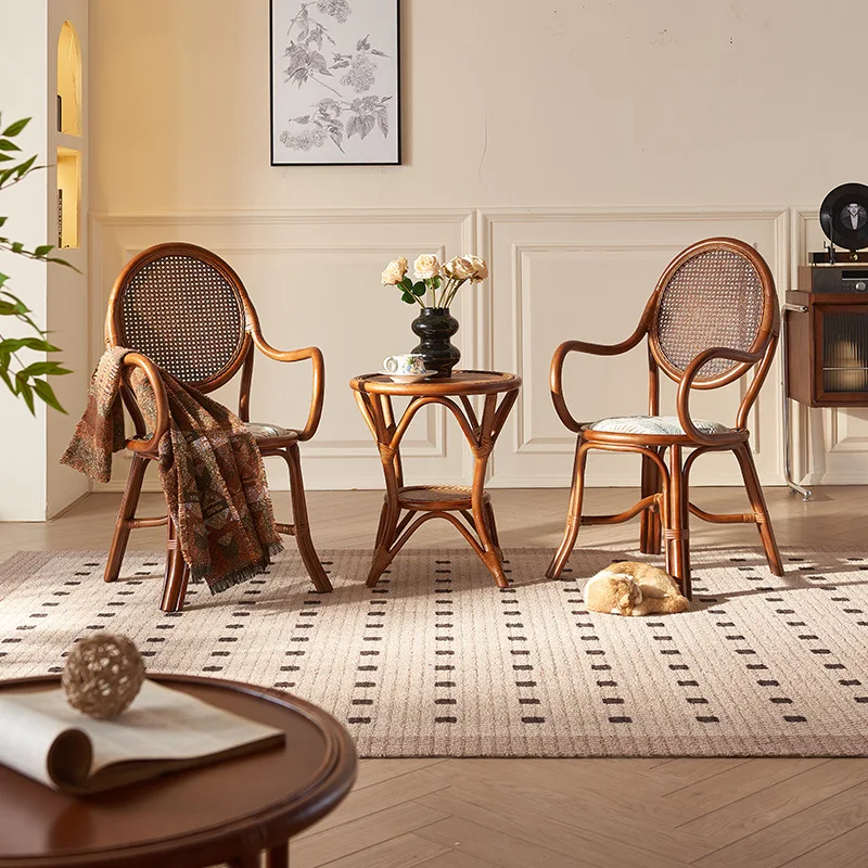 

Новое китайское кресло из ротанга с растениями, B & B, балконное кресло из ротанга, набор из трех предметов для домашнего отдыха, комбинация для гостиной