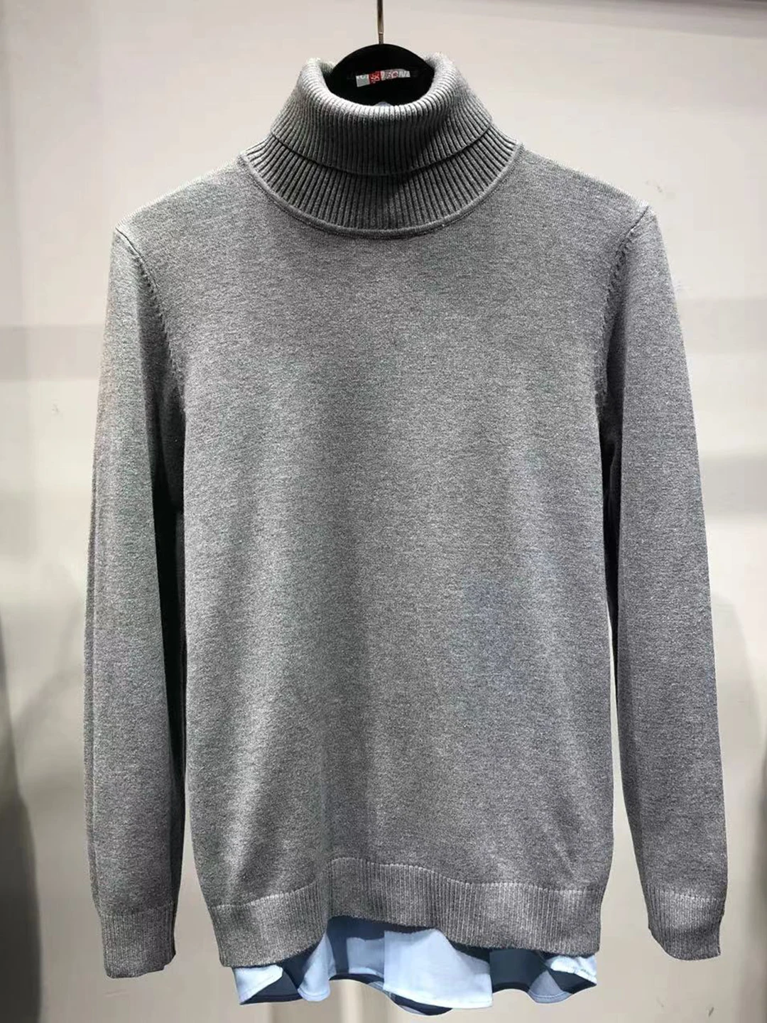 

Modilo мужской высокий трикотаж из смеси шерсти, повседневный однотонный свитер Bla, осень-зима, базовый слой, удобная посадка