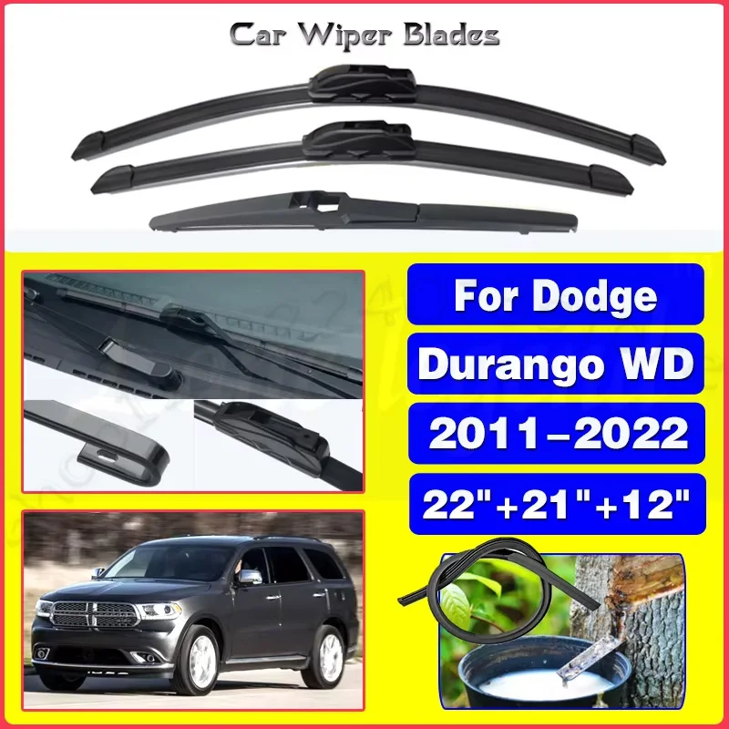 

For Dodge Durango WD 2011 - 2022 SRT Front Rear Wipers Blades Set Windshield Windscreen Accessories Window 22"+21"+12"
