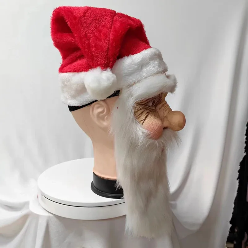 AD1 クリスマス サンタ クロース マスク 帽子 ひげ ラテックス ソフト ファニー フェイス パーティー コスプレ マスク クリスマスの日の衣装小道具 ホリデー 大人 One5@rD~