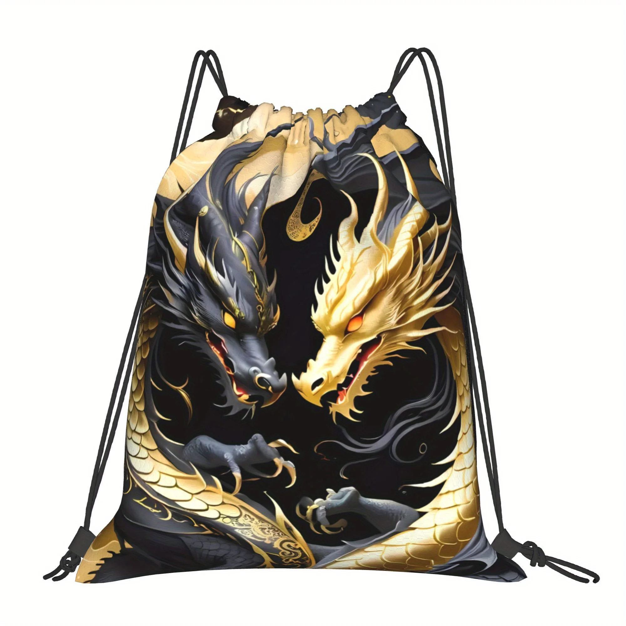 Dragon Theme Drawstring Backpack, Lightweight & Durable, Casual Travel Daily Storage Bag