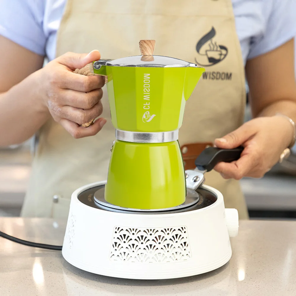 CF WISDOM كلاسيكي إيطالي نمط موكا وعاء 300 مللي معطف عالي الحرارة صمام واحد دائم المدمجة ماكينة الاسبريسو القهوة بروير التخييم