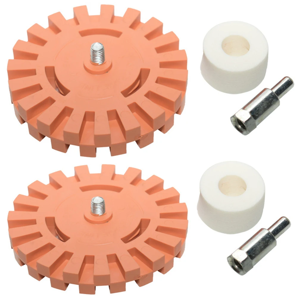 

2pcs/set 4-inch 25mm 20mm Rubber Wheel Removal Disk Remove Sticker Decal Tool For Automotive Accessories