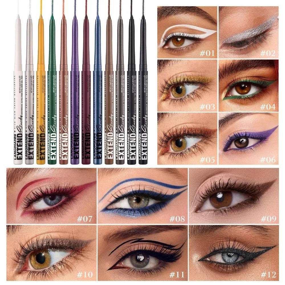 Delineador de ojos resistente al agua con brillo verde de secado rápido, lápiz de maquillaje con acabado mate de larga duración, lápiz corrector resistente a las manchas, uso diario