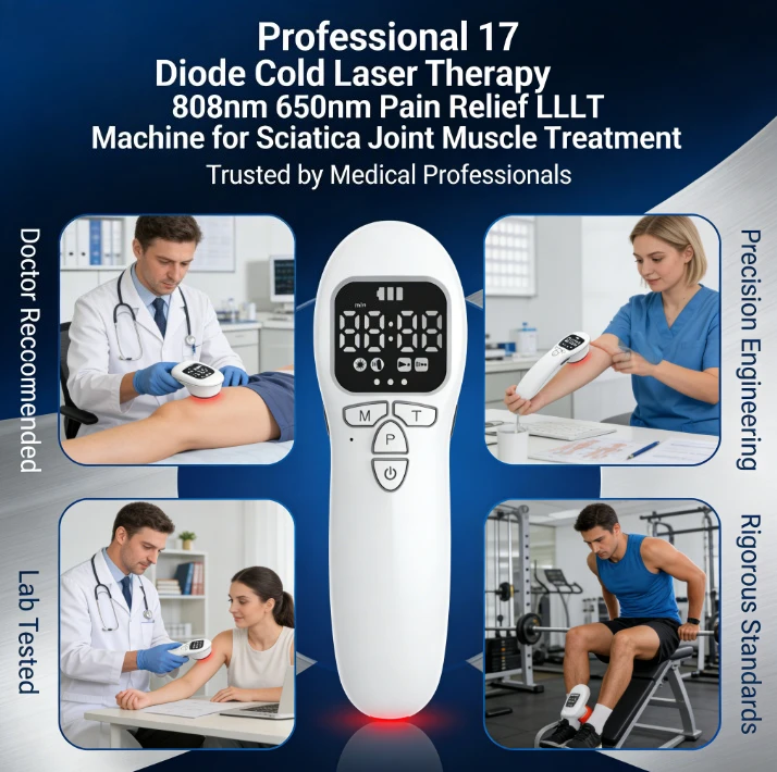 

Высокоинтенсивный холодный лазер LLLT с 17 диодами 808 нм и 650 нм для лечения воспалений, заживления ран, снятия боли в суставах и физиотерапии