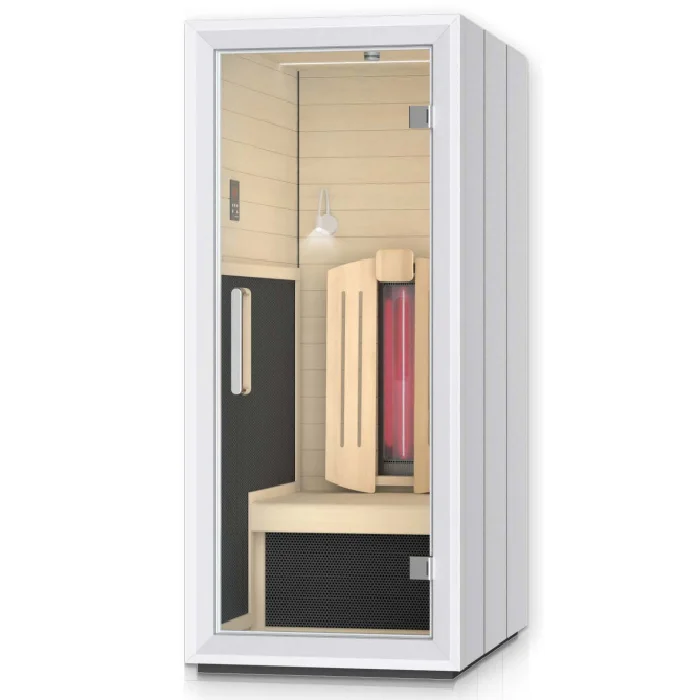 High Quality 1-Person Indoor Modern Design Sauna Superior Customizable Far Infrared Heating Solid Hemlock Spruce Sauna