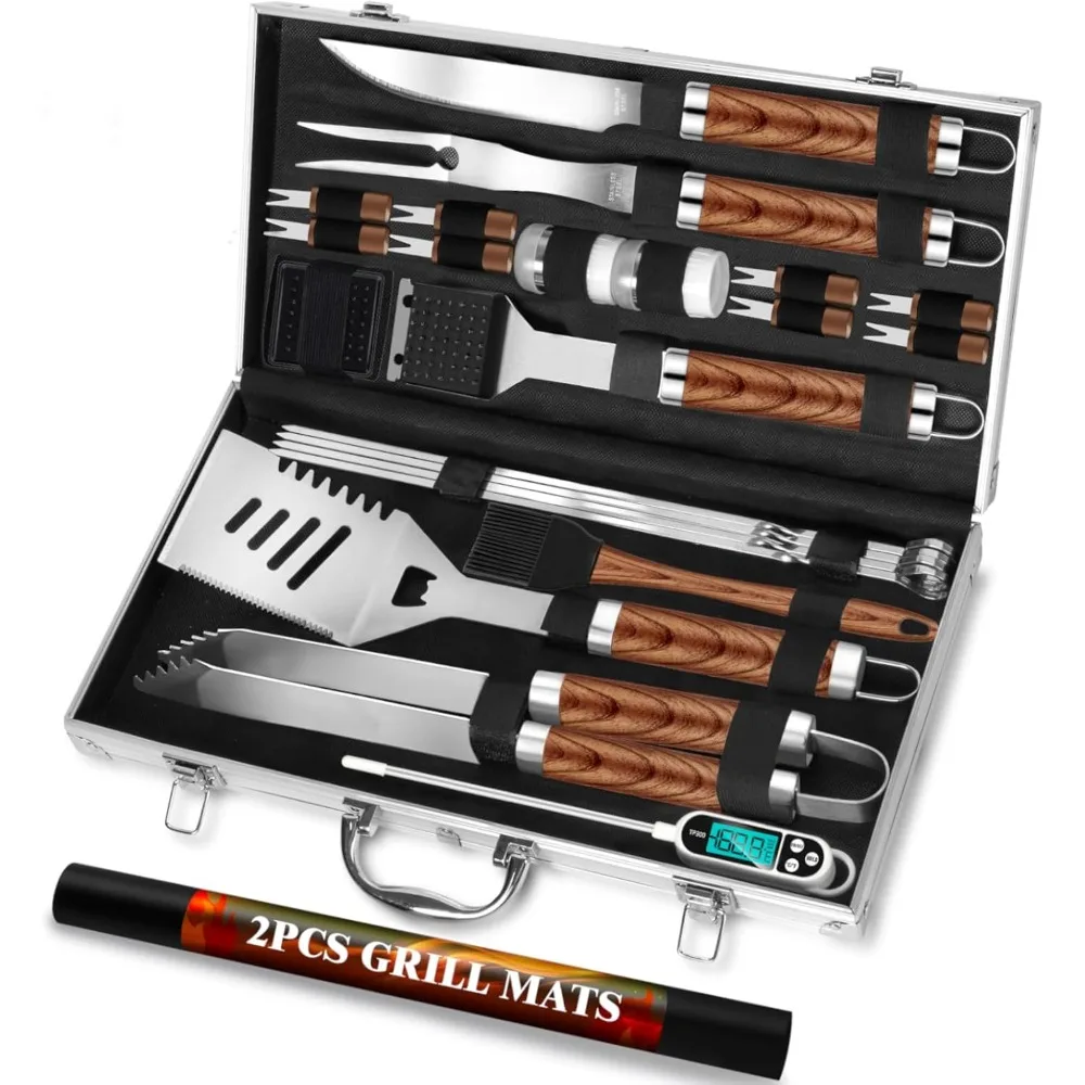 

ROMANTICIST, 30 шт., набор инструментов для гриля-барбекю для мужчин, папа, набор сверхпрочных принадлежностей для гриля из нержавеющей стали, нескользящие аксессуары для гриля K