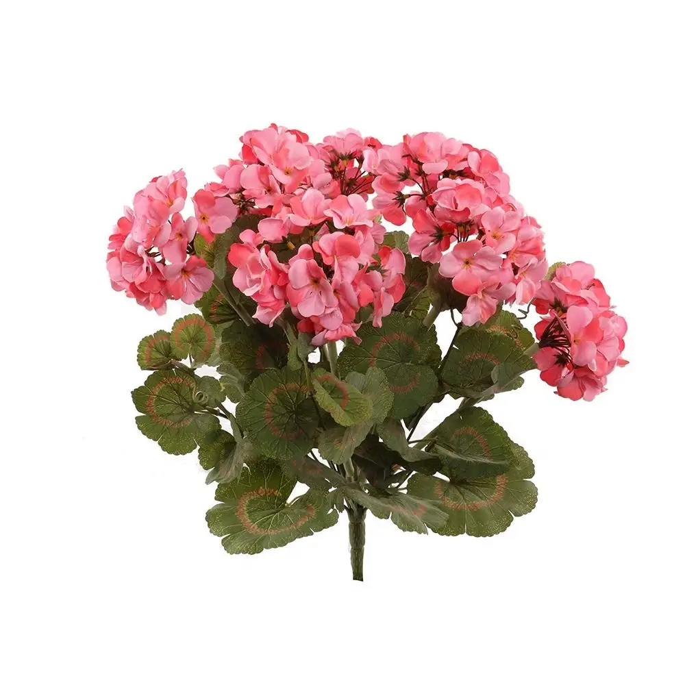 

Pink RealTouch Artificial Geranium Bushes, 18 UV amp Water Resistant Faux Silk for Outdoor Planters, Window Boxes, Porch amp Ce