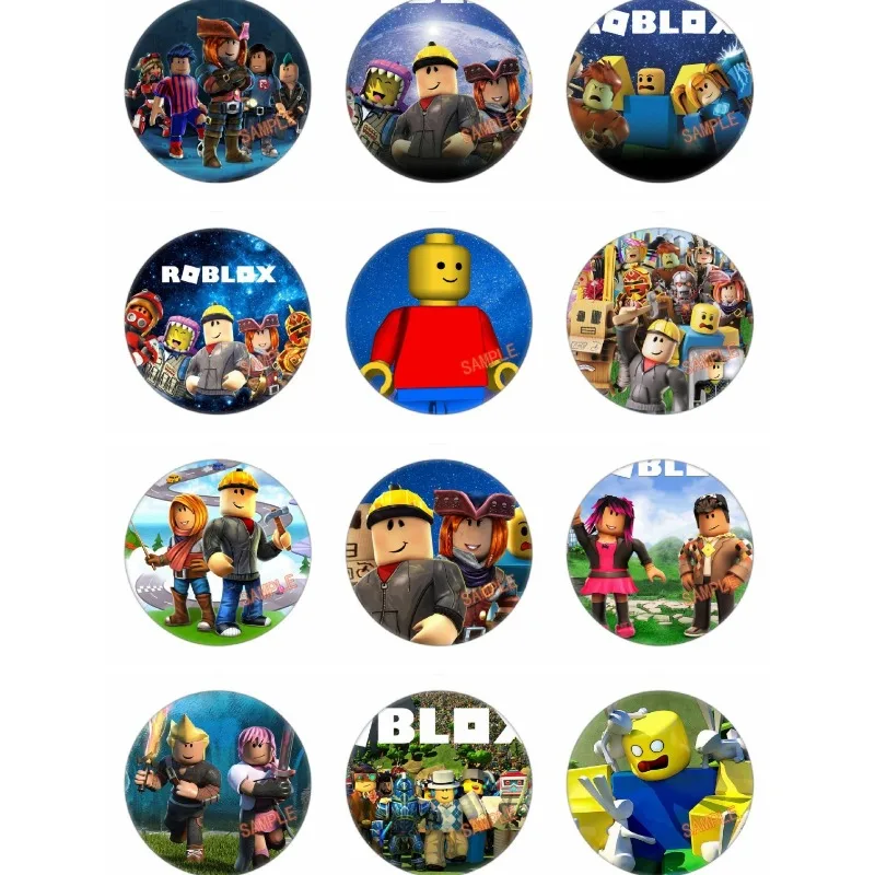 

ROBLOXS Game Themed 12pcs Brooch Tinplate Badges for Clothing & Bag Badge Kids Birthday Party Supplies Friend Gifts