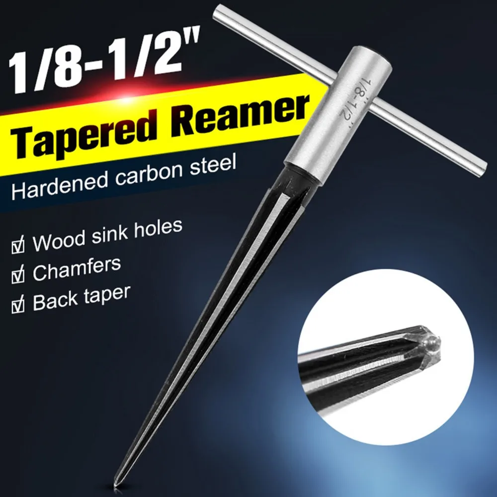 2PCS T-Handle Tapered Pin Hole Reamer Metal 3-13mm Range+5-16mm Range Bridge Pin Reamer Silver Luthier Reamer Set