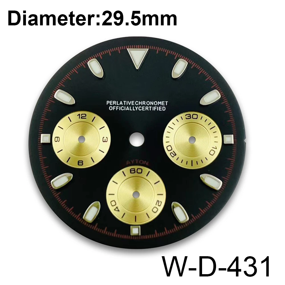 29.5mm S Logo DTN Panda Dial Suitable For VK63 Movement Green Luminous High qQuality Watch Modification Accessories