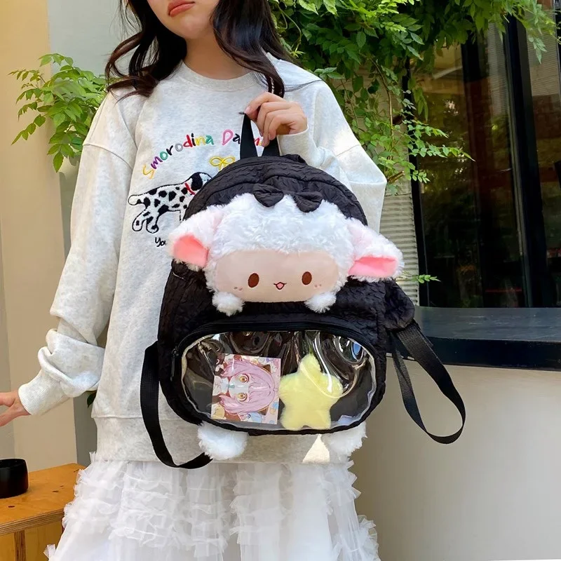 

Women Cartoon cute student lamb backpack girl Korean canvas schoolbag