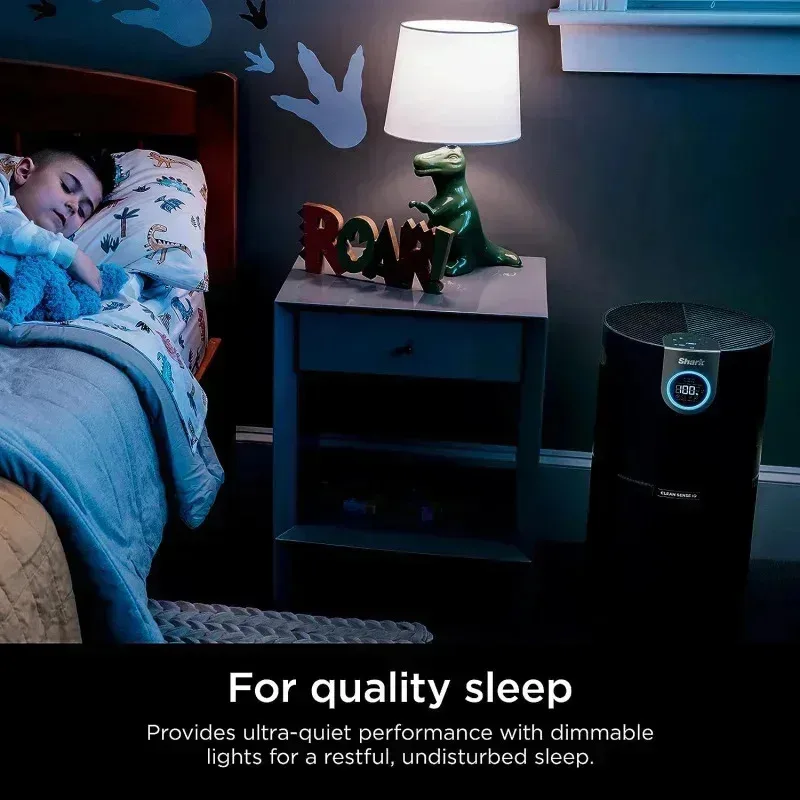 PMD4-샤크 클린 센스 공기청정기, HEPA 필터 탑재, 최대 1200 평방피트 커버, 연기, 비듬, 알레르기 유발 물질 및 먼지 제거, HP202