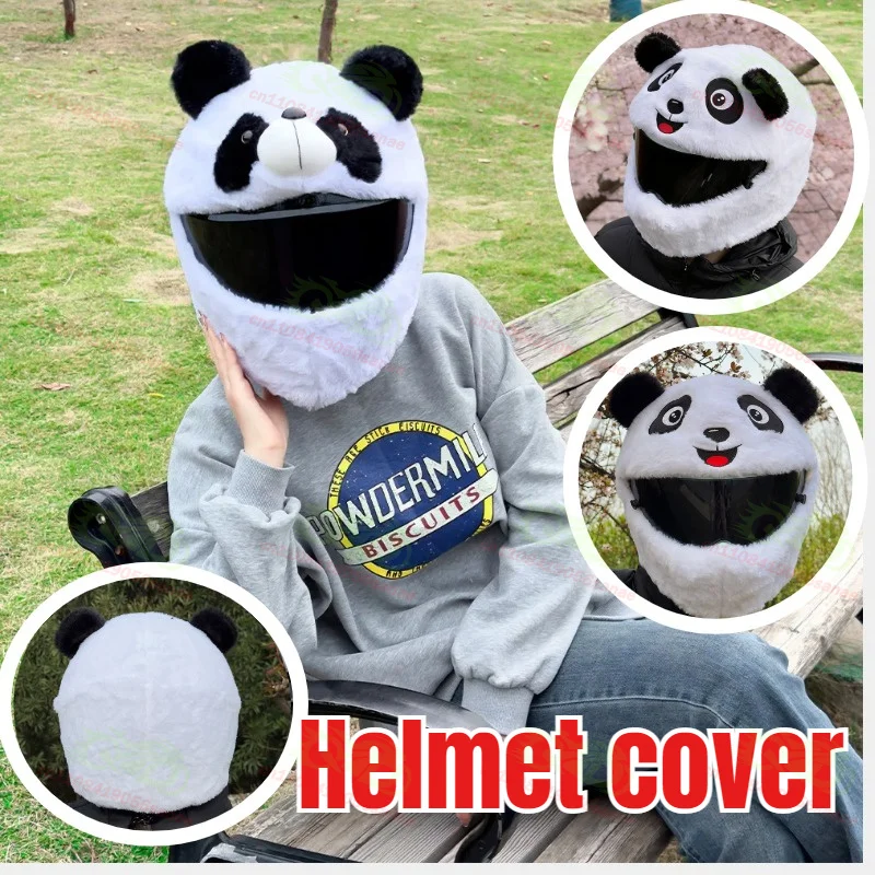 Motorcycle Cartoon Plush Helmet Cover, Fun Protection Cover, Cute Panda Helmet Decor, Helmet Decoration Accessories
