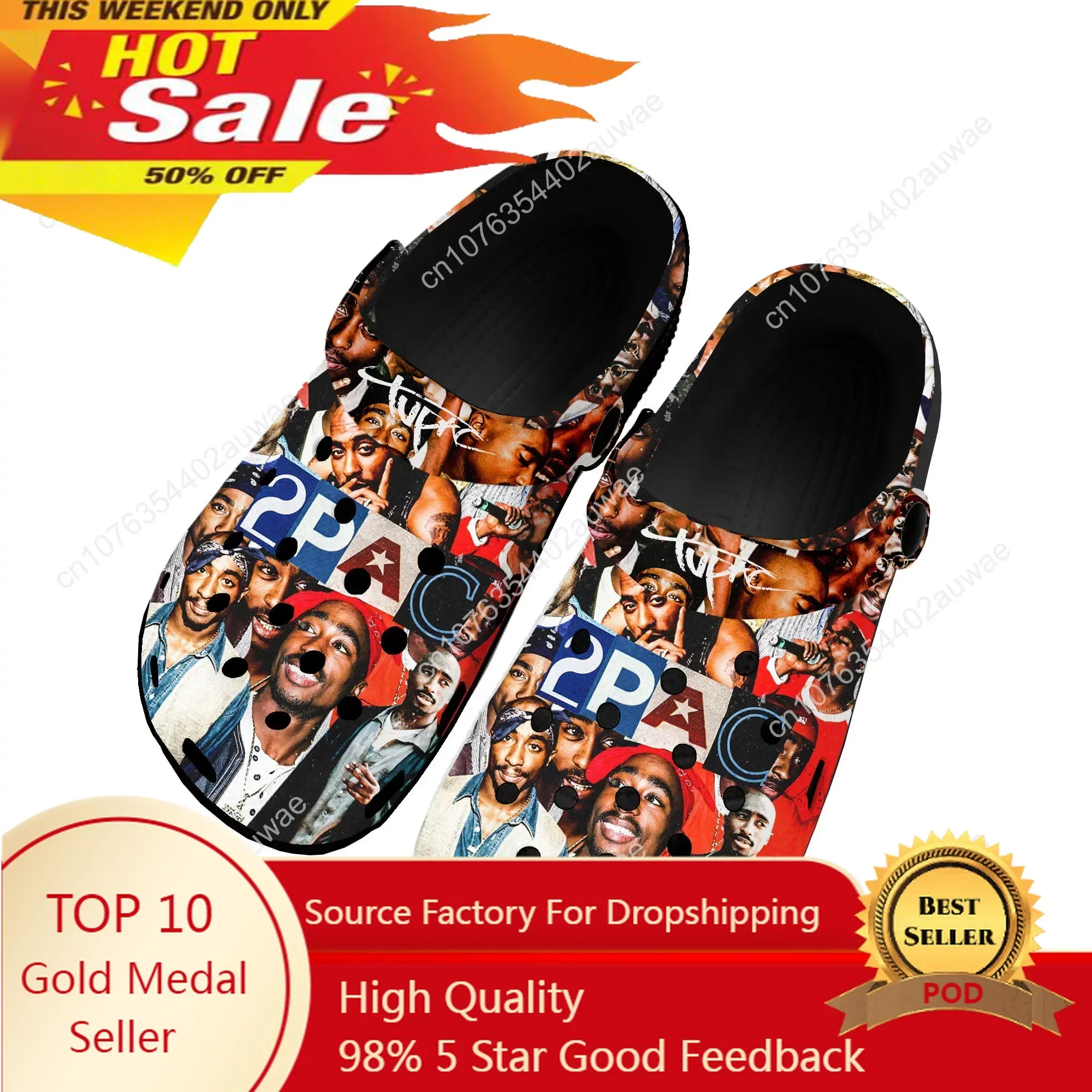 

Rapper 2Pac Tupac All Eyez on Me Home Clogs Custom Water Shoes Mens Womens Teenager Shoe Fashion Garden Clog Beach Hole Slippers