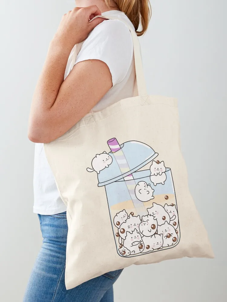 

Chubby Cats Love Boba! Tote Bag reusable grocery bags canvas tote bag tote bags men bags woman 2025