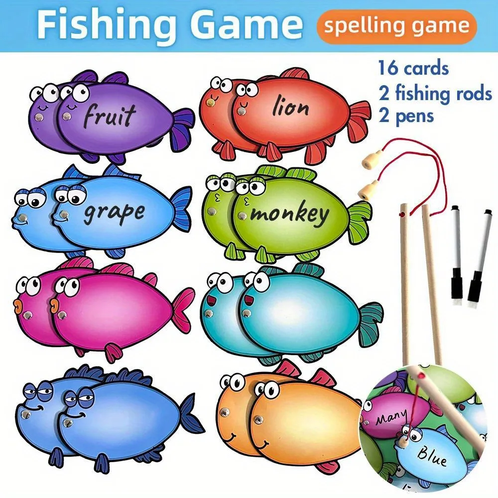 

Children's magnetic fishing cards can be erased and written as English early education teaching AIDS and educational toys