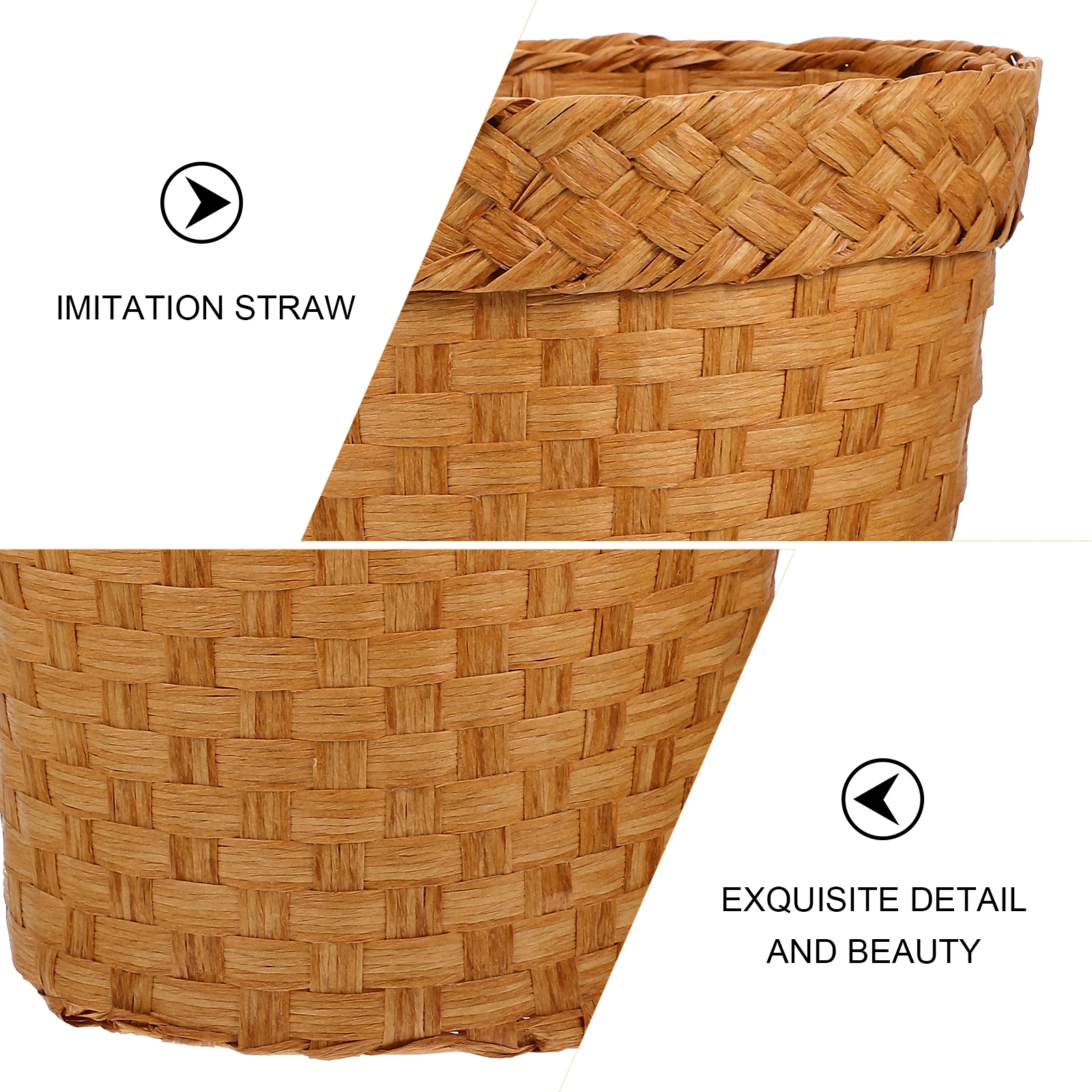 

Stylish Woven Storage Bucket Garbage Can Paper Trash Container Home Office Bedroom Kids Room Decorative ganizer Basket