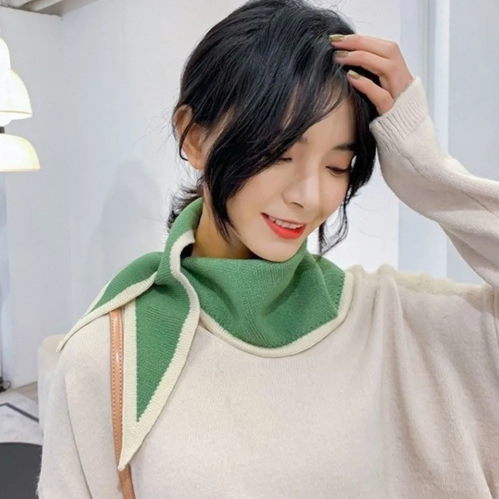 New Cross Neck Warmer Knitted Windproof Knitted Scarf Versatile Solid Color Scarves Bib Outdoor Sports