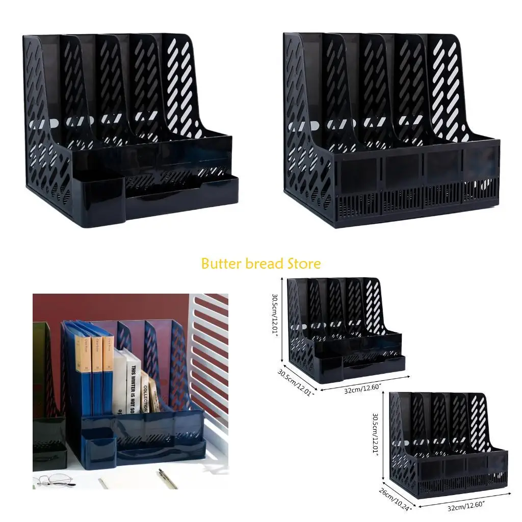 W89C 4-grid File Document Holder with Index Label Window Pen Holder Desktop