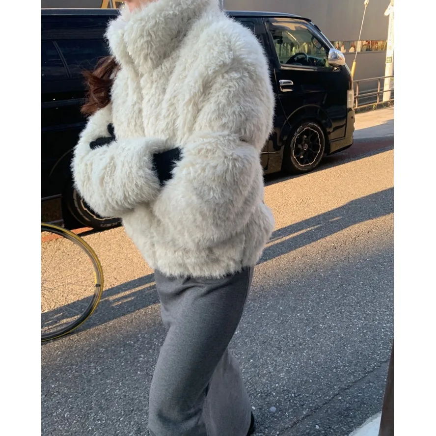 Faionable Jaet de piel de cordero blanca para mujer, ropa interior cálida antienvejecimiento para invierno, nueva ropa interior coreana Sle, informal, Street Sle